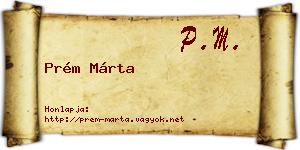 Prém Márta névjegykártya